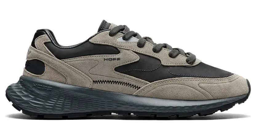 Hoff panelled calf leather-trim sneakers – Beige (22635409)