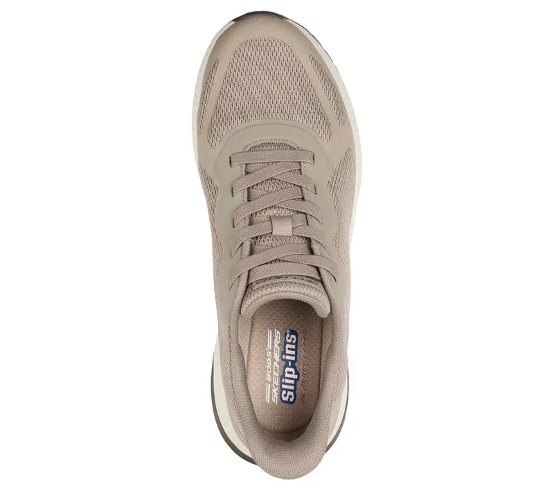 Skechers Slip-ins: BOBS Sport Squad 4 – Donker Taupe – “Bruin” (118423 DKTP)