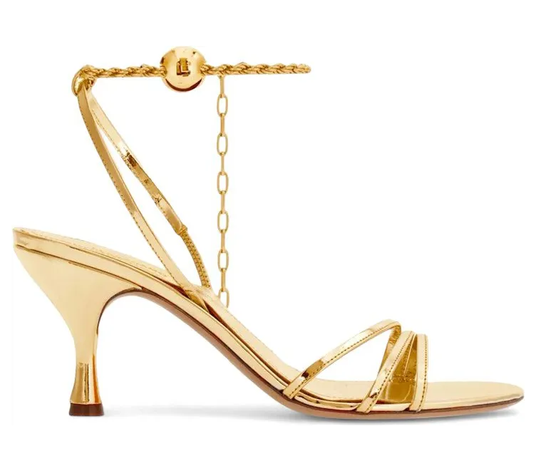 Ferragamo 70mm Ankle-Chain Sandals Gold (01H441770563)