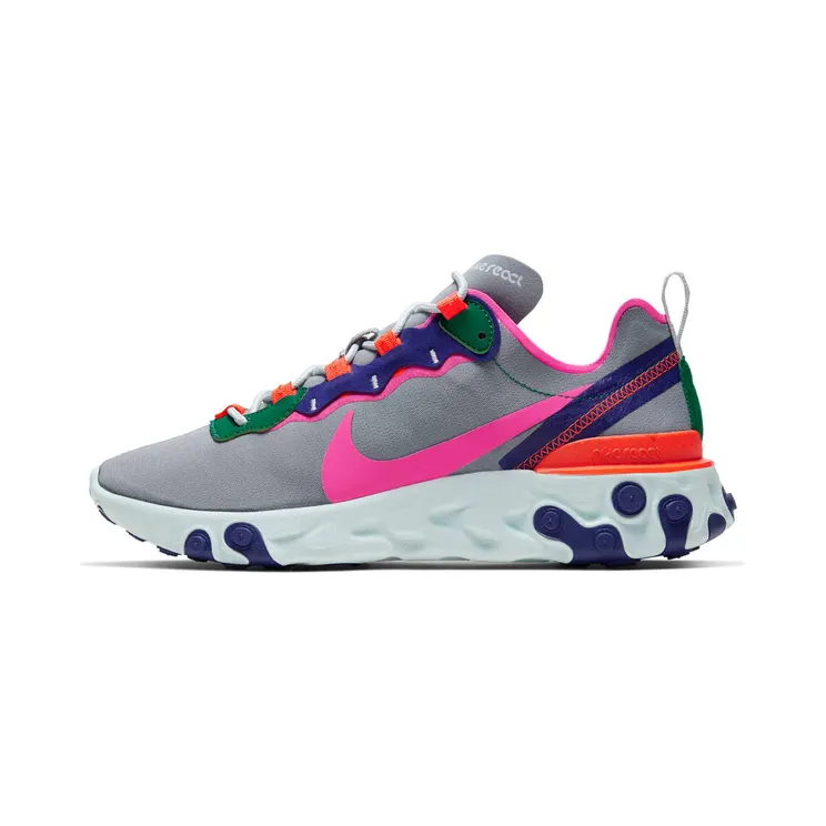 Nike React Element 55 Wolf Grey (2019) “Wolf Grey / Hyper Crimson / Mystic Green / Laser Fuchsia” (BQ2728-006)
