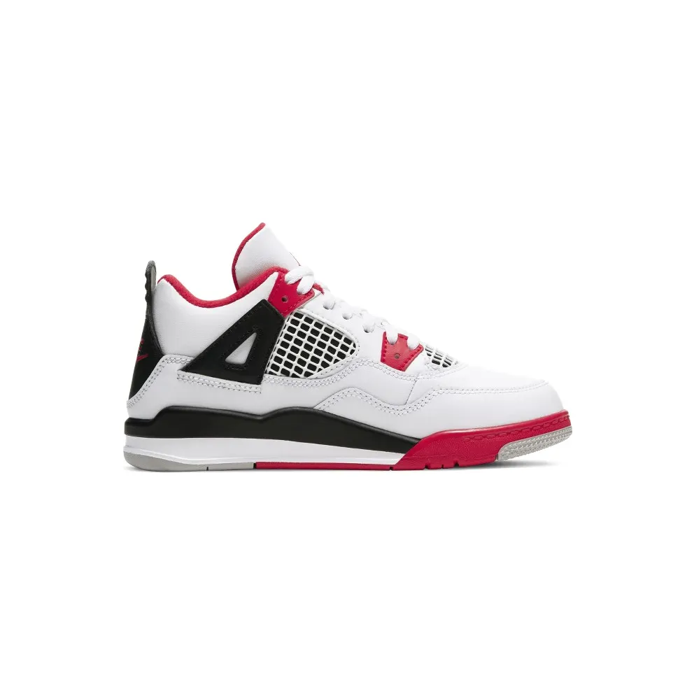 Jordan 4 Retro Fire Red 2020 (PS) White/Black-Tech Grey-Fire Red (BQ7669-160)