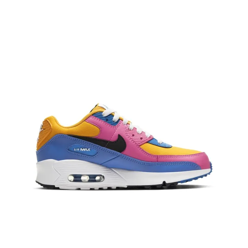 Nike Air Max 90 Leather Multi-Color (GS) University Gold/Battle Blue-White-Black (CD6864-700)