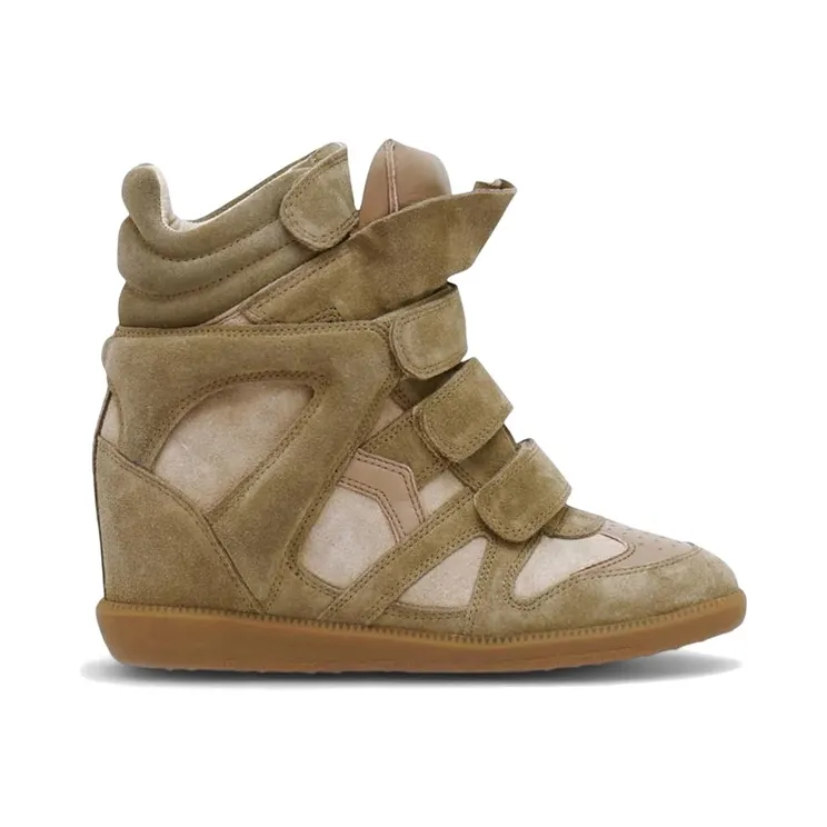 Isabel Marant Bekett Leather Wedge Sneakers Taupe (BK0010FA-A1E19S-50TA)