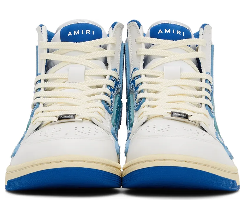 AMIRI White & Blue Skel Top Hi Bandana Sneakers (PS22MFS016-420) (2)