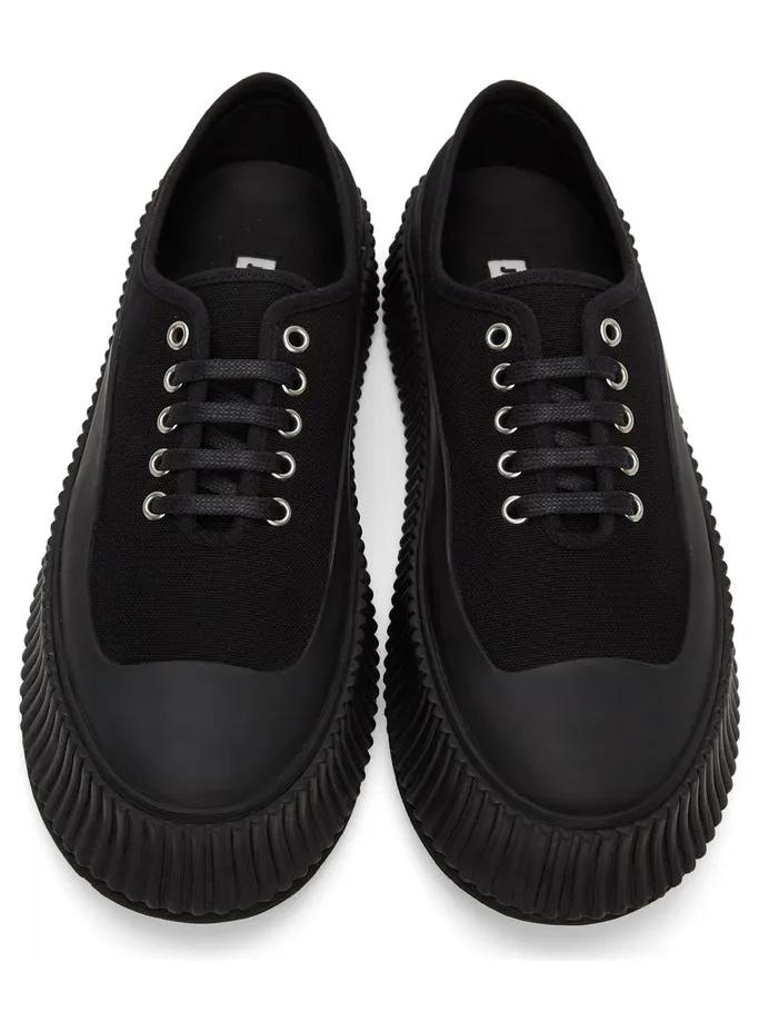 Jil Sander Black Canvas Platform Sneakers (JI36513A_14350) (5)