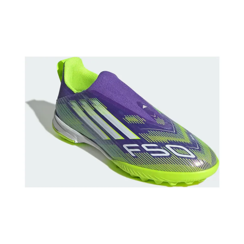 adidas F50 League Laceless TF Purple Rush Cloud White Lucid Lemon (JI0010)