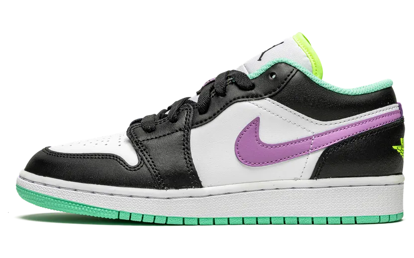 Jordan 1 Low Black White Purple (GS) (553560-151)
