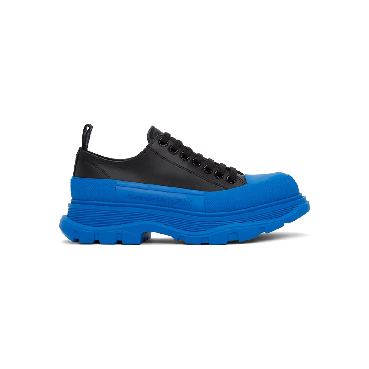Alexander McQueen Black & White Leather Tread Slick Sneakers (627225WHZ62)