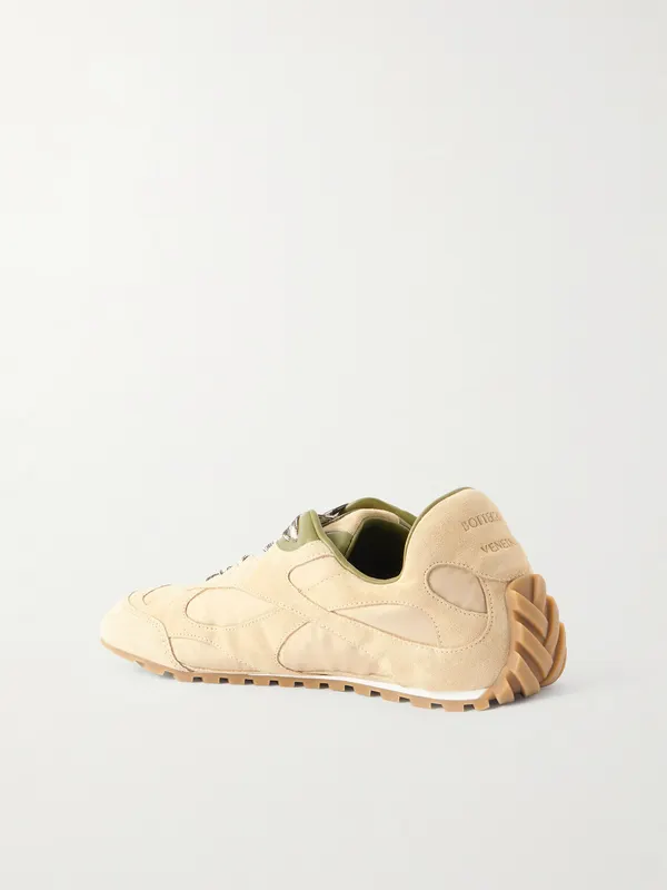 Bottega Veneta Orbit Leather and Shell-Trimmed Suede Sneakers Green (838373V3MS2) (4)