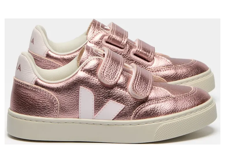Veja V-12 Laminated Chrome-Free Leather Sneakers Pink (XV0520609)