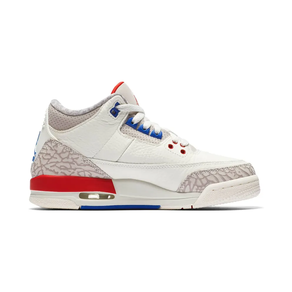 Jordan 3 Retro International Flight (GS) Sail/Sport Royal-Light Bone-Fire Red (398614-140)