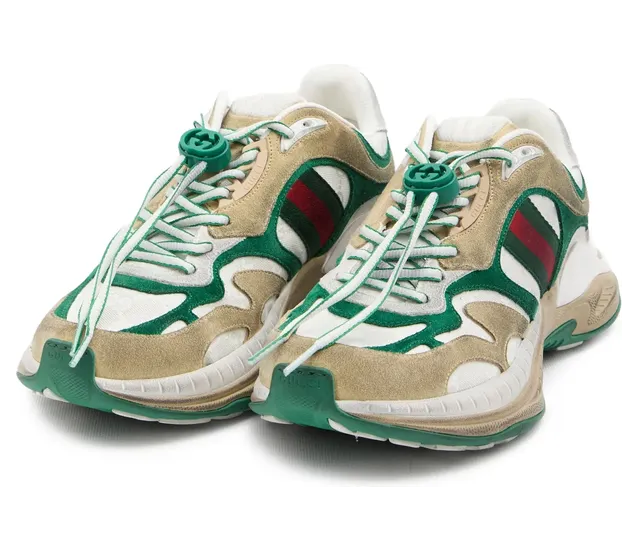 Gucci Drawstring Stripe Leather “Neutrals/Green” (853709 AAGGM 9251) (2)