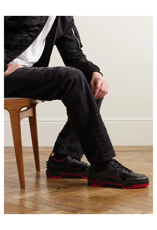 Christian Louboutin Astroloubi Spiked Leather, Suede and Mesh Sneakers Black (1240578) (2)