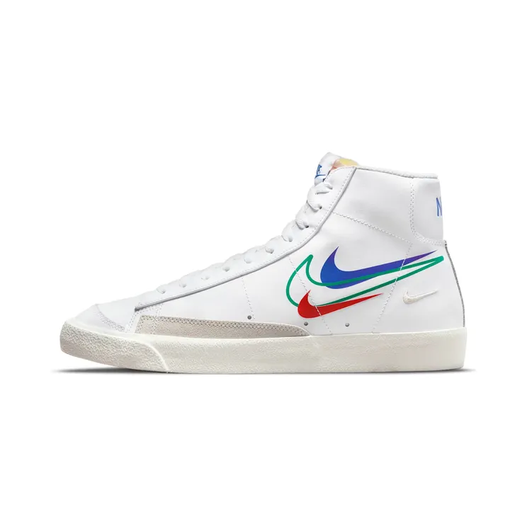 Nike Blazer Mid 77 Multi Swoosh White Game Royal (2021) “White / Game Royal / University Red / Green Noise” (DN7996-101)