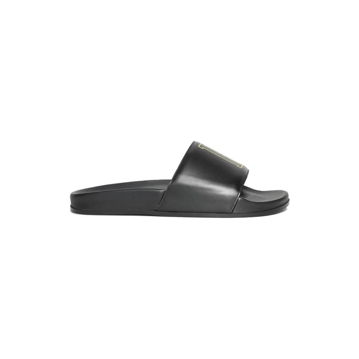 Rhude Leather Slides Black Yellow (RHPS24FO07619210)