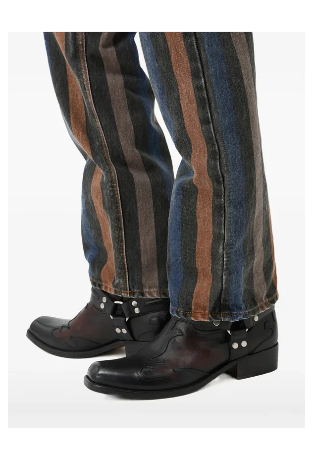 Versace Sylvester Leather Texan “Black/Brown” (1A18030 1024743 2BD6K) (2)
