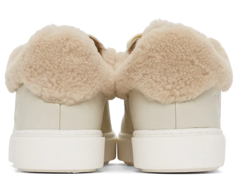 See by Chloé Off-White Leather & Shearling Essie Sneakers (SB35191A 15380) (4)