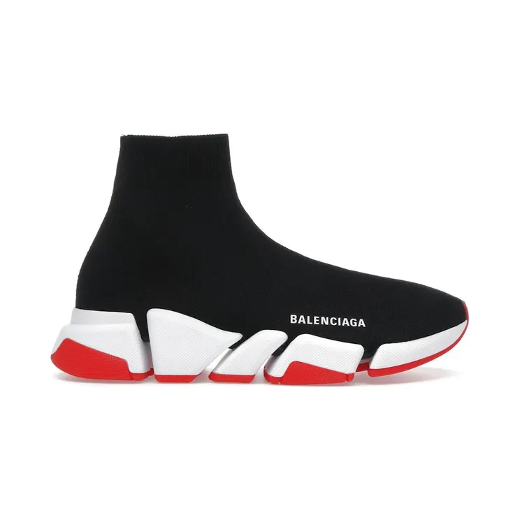 Balenciaga Speed 2.0 Recycled Knit Black White Red Sole (617239W2DB21960)