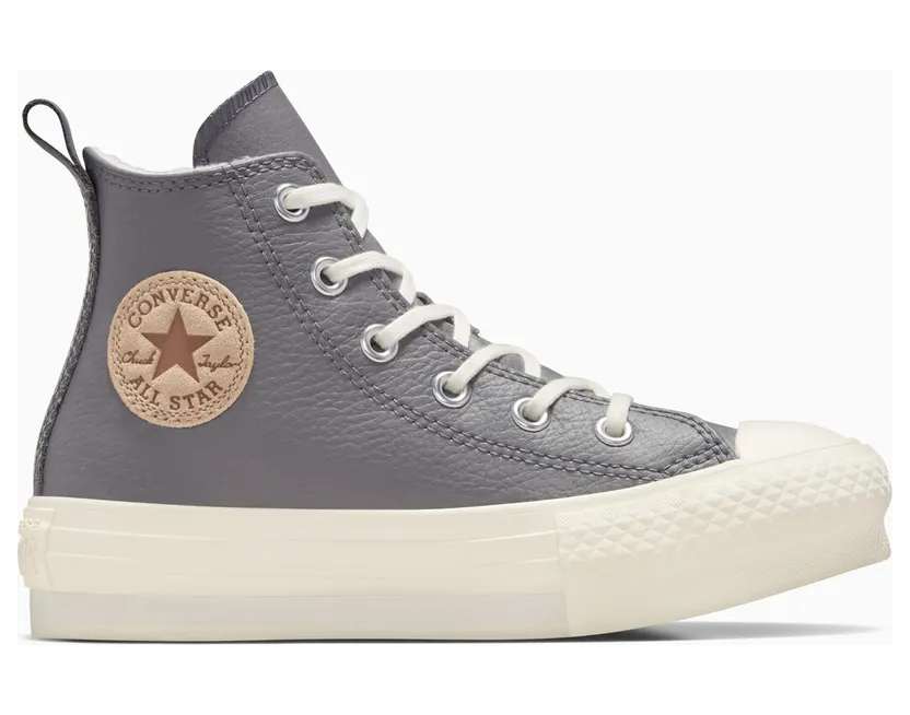 Converse Chuck Taylor All Star EVA Lift Platform Fleece-Lined Leather Sharkskin/Warm Quarry/Egret (A09260C)