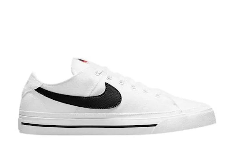 Nike Court Legacy Canvas White Black Swoosh (CW6539-101)