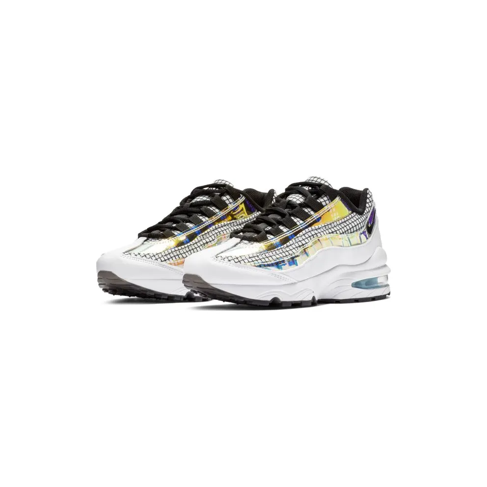 Nike Air Max 95 LV8 White Blue Glaze Black (GS) White/Blue Gaze-Lime Blast-Black (BQ7218-100)