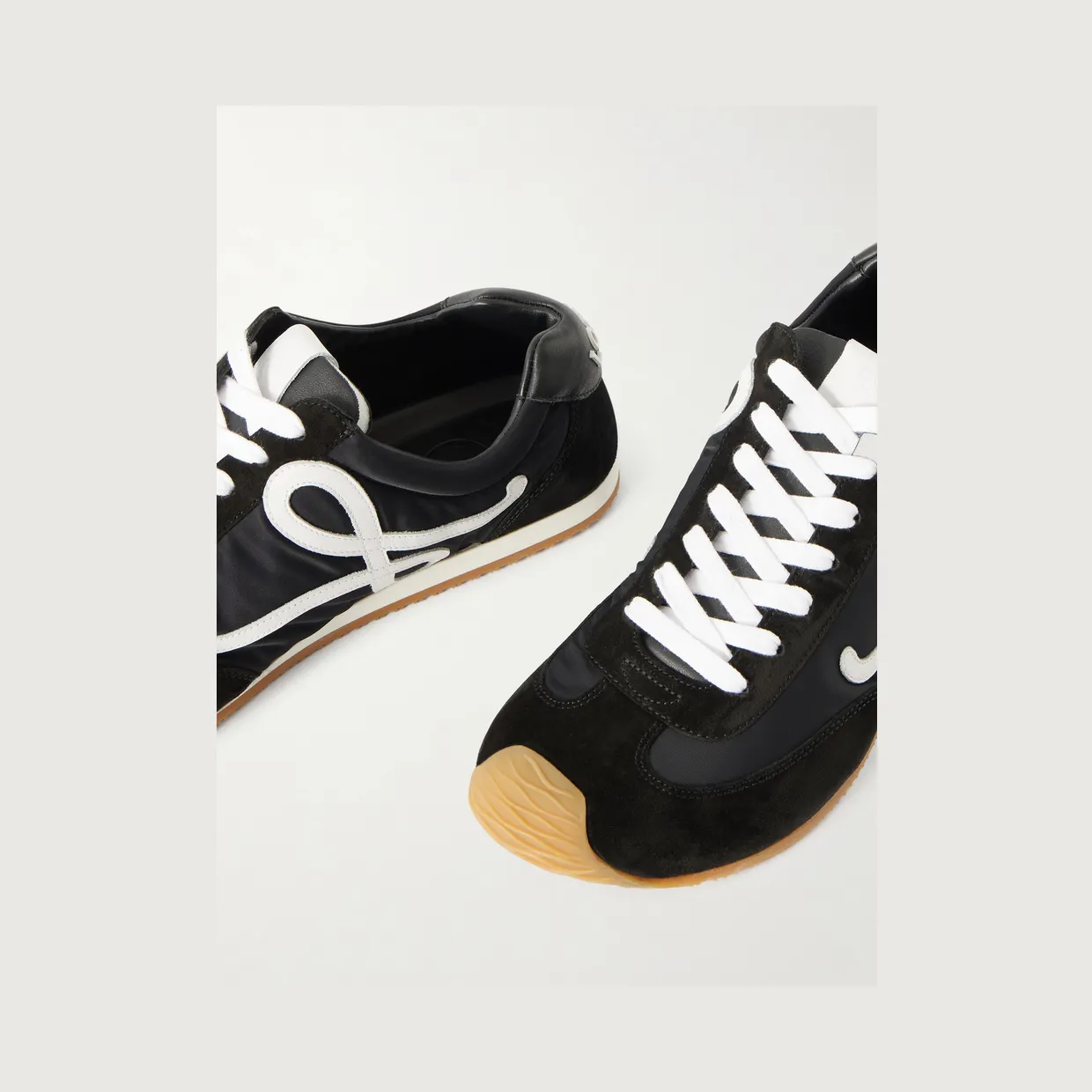Loewe Ballet Runner 2.0 Logo-Appliquéd Shell, Suede and Leather Sneakers Black (MBR2282X09) (5)