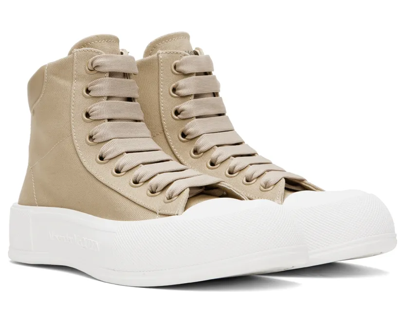 Alexander McQueen Beige Deck Plimsoll Sneakers (697123W4UW1) (4)