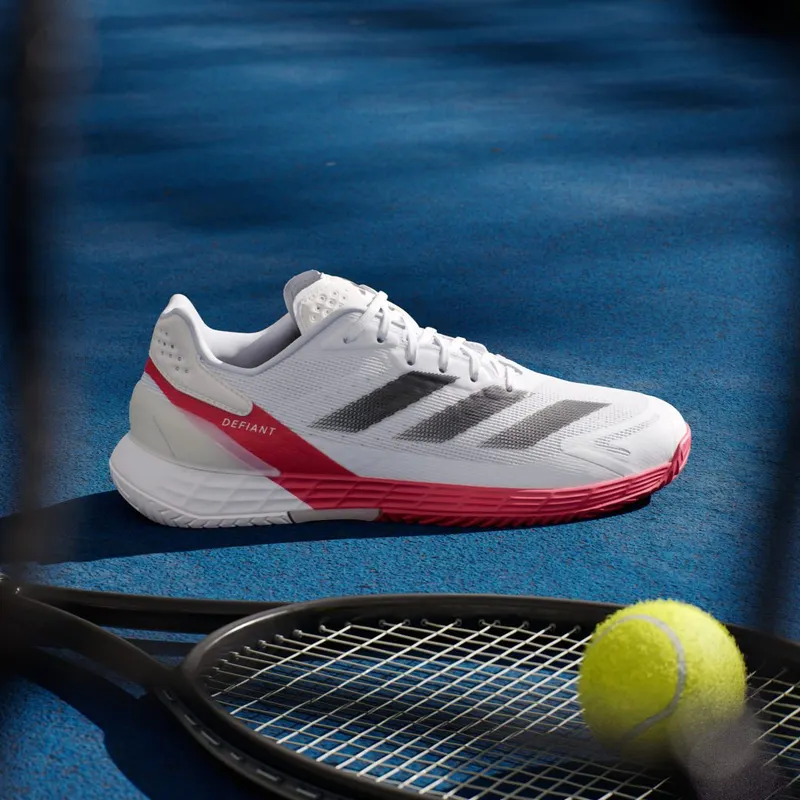 Adidas Defiant Speed 2 Tennis Shoes Cloud White / Core Black / Pure Ruby (JH6320)