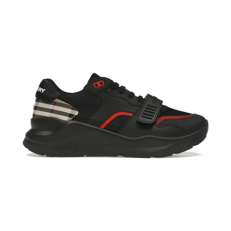Burberry Black Vintage Check Leather & Mesh Sneakers (8034127)