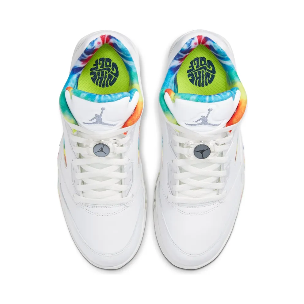 Jordan 5 Retro Low Golf Tie Dye Summit White/Deep Royal-Indigo Fog-Lemon Venom (CW4205-100)