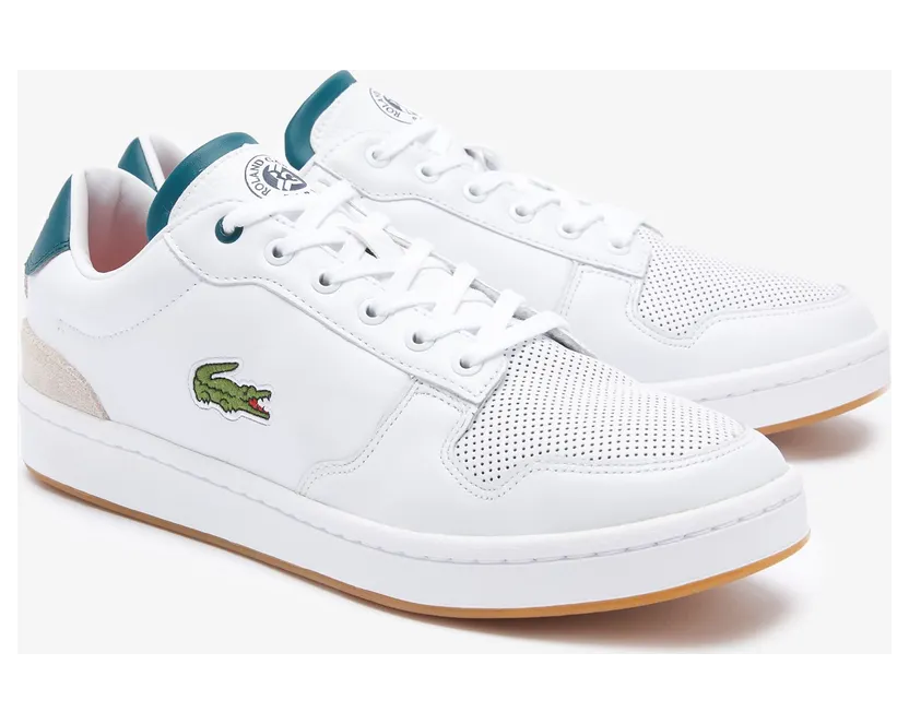 Lacoste Herren Masters Cup French Open Sneakers – White & Dark Green Size 45 Weiss (39SMA0097-1R5)