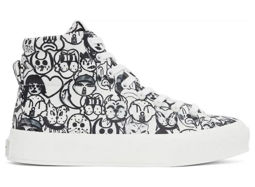 Givenchy White & Black Chito Edition City High-Top Sneakers (BH005LH142)