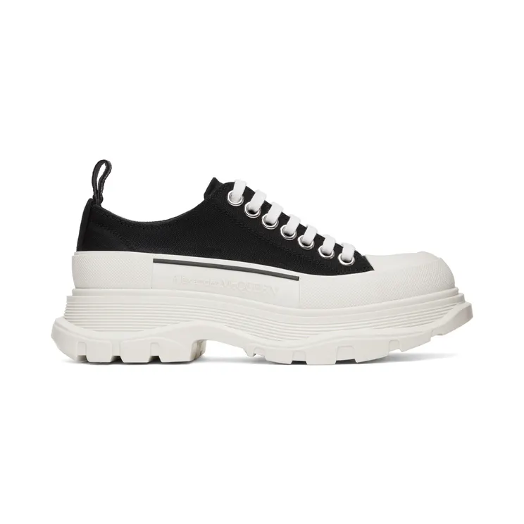 Alexander McQueen Black & White Tread Slick Sneakers (697072W4MV2)