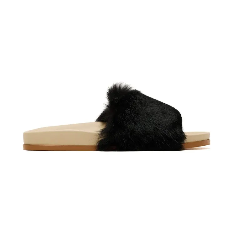 Buscemi Fur Clot Leather Slide Black (318SWSLICOCT0R-0099)
