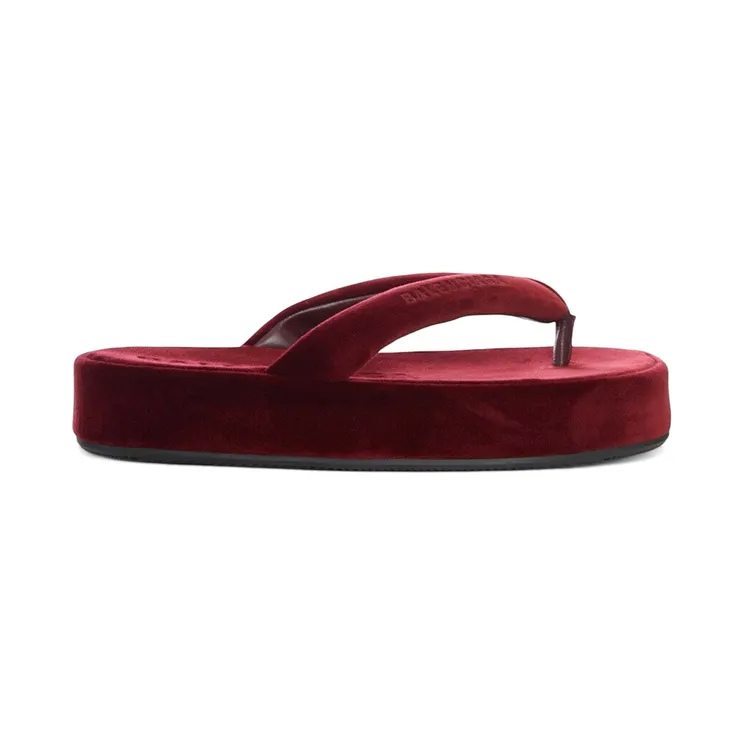 Balenciaga Jet Lag Thong Velvet Flip-Flop Burgundy (869749 WCDQ0 6541)
