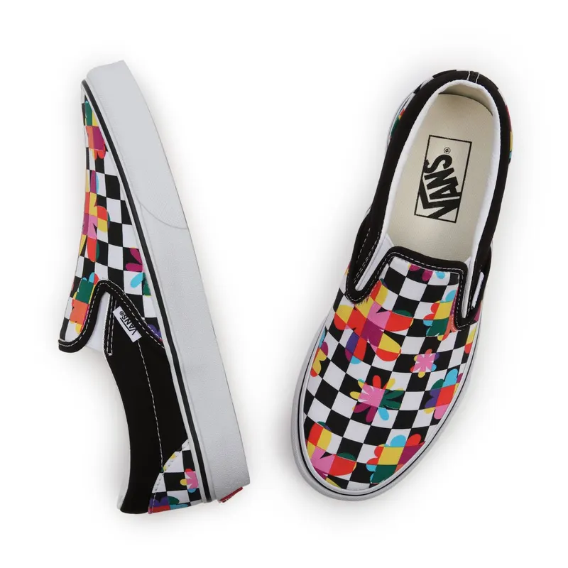 VANS Floral Checkerboard Classic Slip-on Shoes Black (VN000XG8B05)