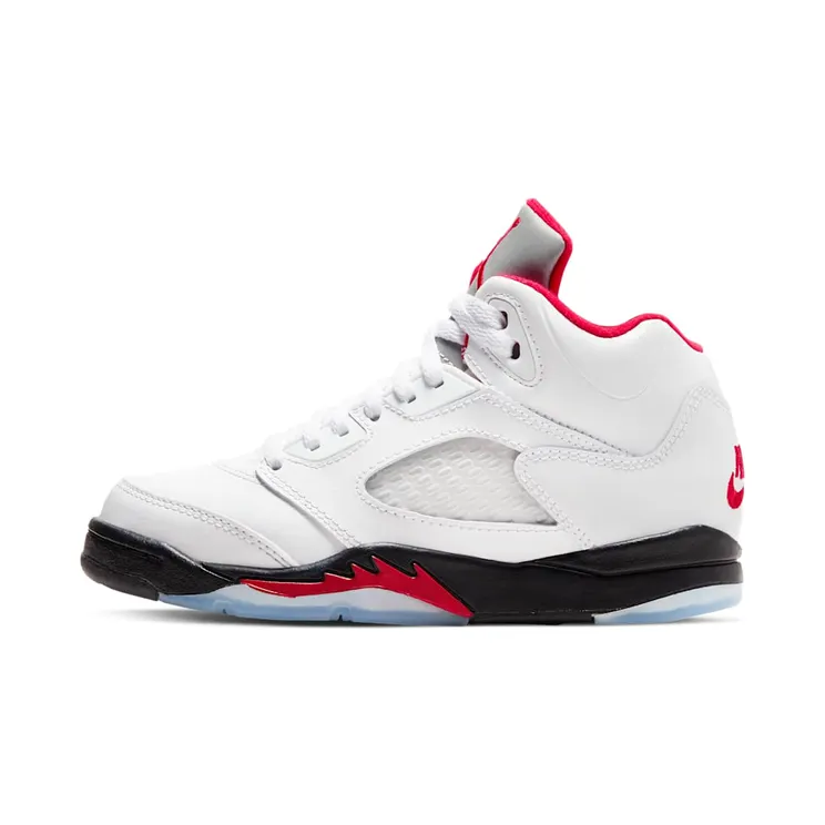 Jordan 5 Retro Fire Red Silver Tongue (2020) “True White / Black / Metallic Silver / Fire Red” (440889-102)