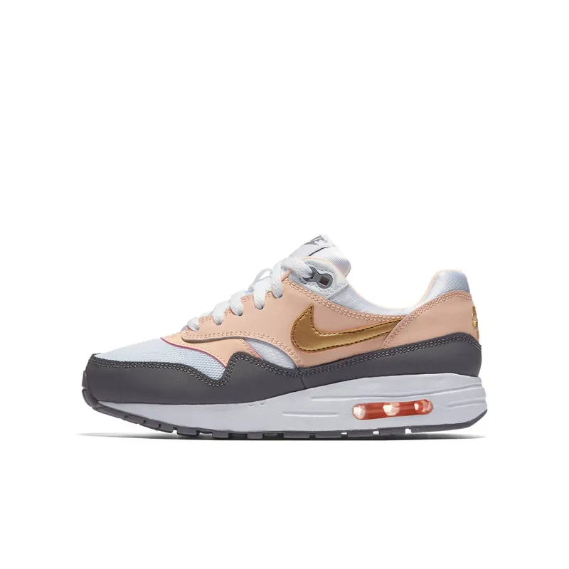 Nike Air Max 1 Crimson Tint (GS) White/Metallic Gold/Gun Smoke (807605-104)