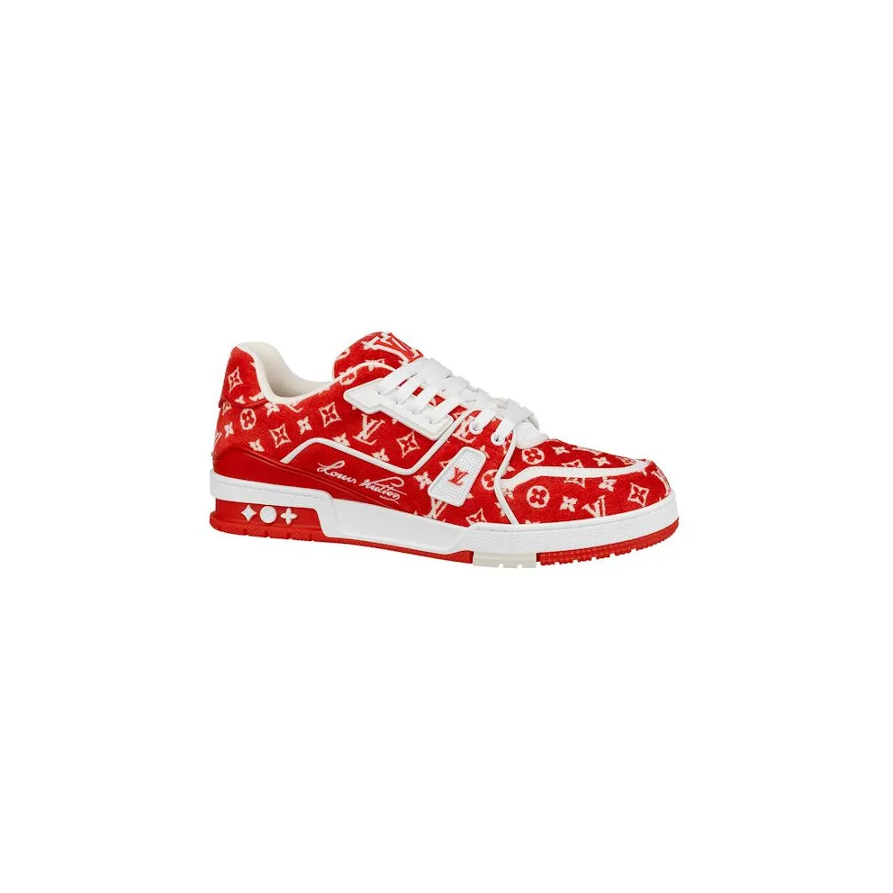 Louis Vuitton Trainer Red Monogram Textile (1ABFSU)