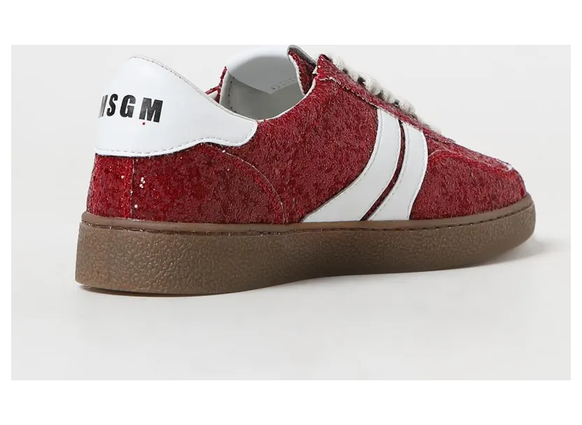Msgm Retro sneakers in glittery fabric and synthetic leather Red (3541MDS02158718) (2)