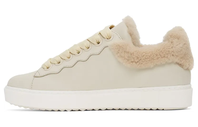 See by Chloé Off-White Leather & Shearling Essie Sneakers (SB35191A 15380) (3)