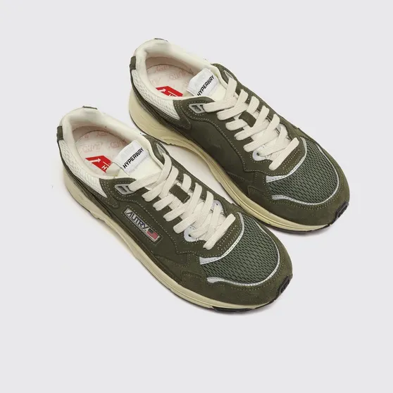 Autry Hyperway Bicolour Leather and Mesh Low-Top Sneakers Green (HYLMUM24)