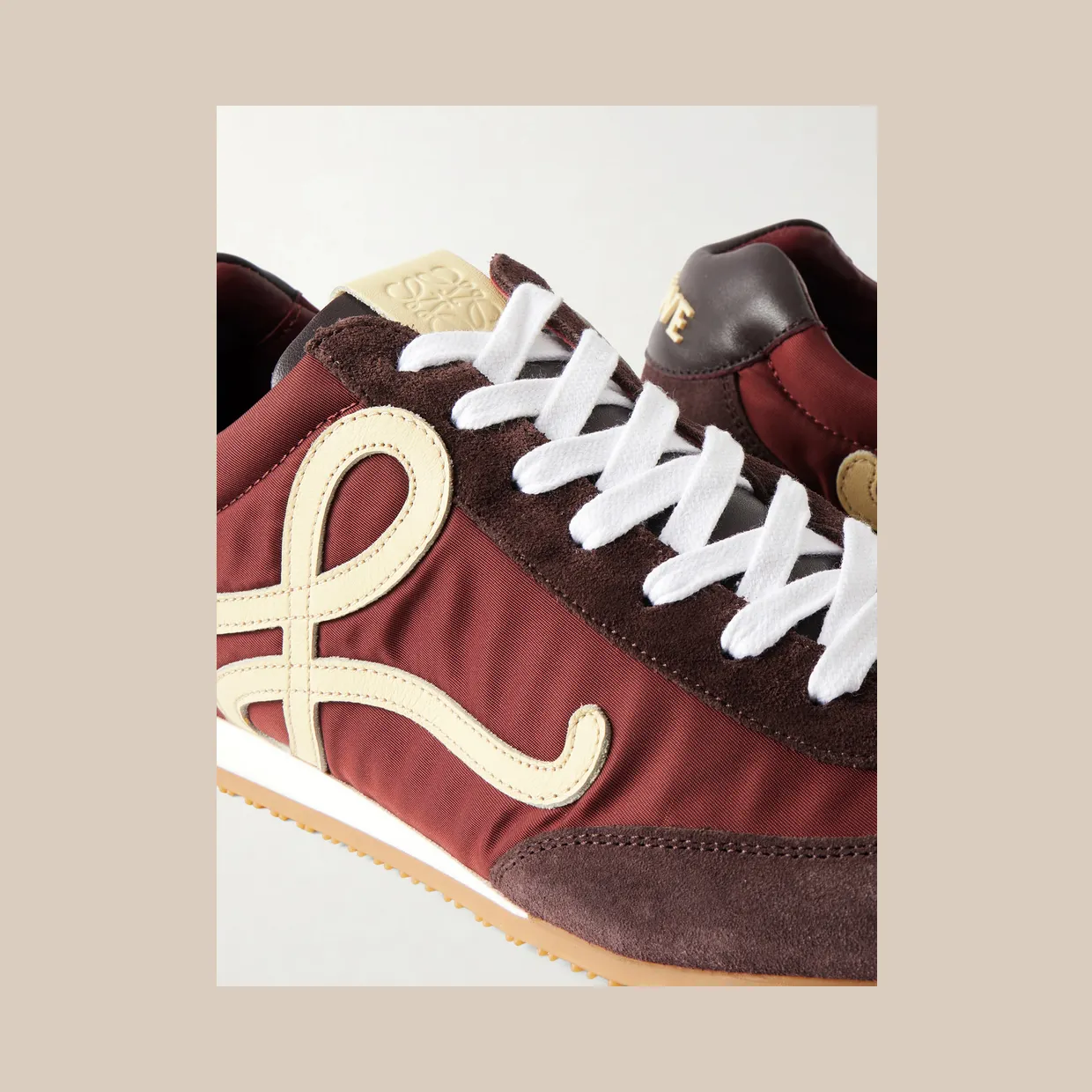 Loewe Ballet Runner 2.0 Suede-Trimmed Sneakers Burgundy (M816282XCG) (5)