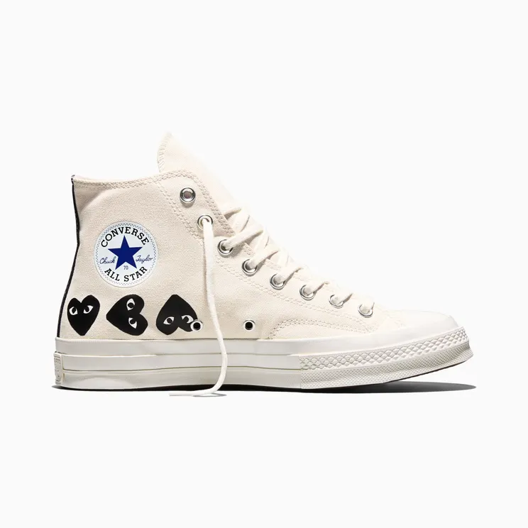 Converse x Comme des Garçons PLAY Chuck 70 Multi Heart Milk/Black/Egret (A08148C)