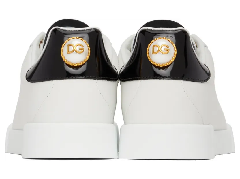 Dolce & Gabbana White & Black Portofino Low Sneakers (CK1602 AH506) (4)