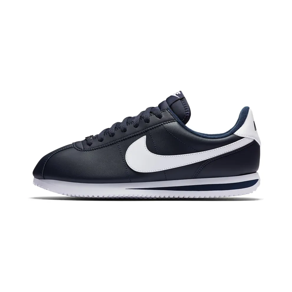 Nike Cortez Basic Leather Obsidian/White-Metallic Silver (819719-410)