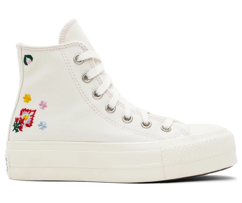 Converse Chuck Taylor All Star Lift Platform Floral Embroidery Egret/zwart/pink Foam