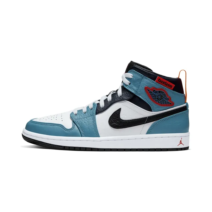 Air Jordan 1 Mid FACETASM “White / Celestial Teal / Dark Obsidian / Black” (CU2802-100)