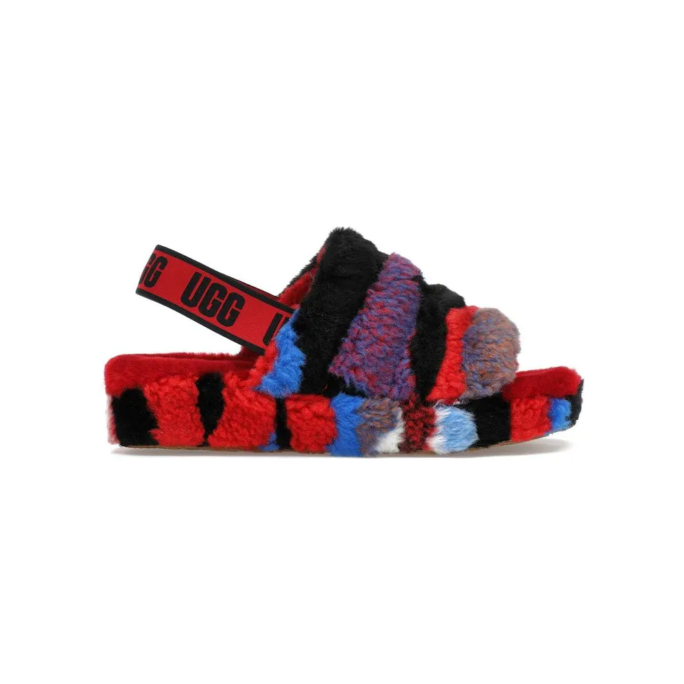UGG Fluff Yeah Slide Cali Collage Red (1118164-RED)