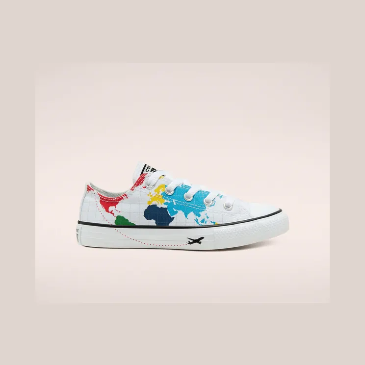 Converse Big Kids Geography Class Chuck Taylor All Star Low Top White/university Red/black (668458C)